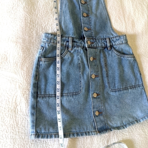 PACSUN Denim Jean Bib Mini Skirt S Light Blue Wash - Picture 7 of 9